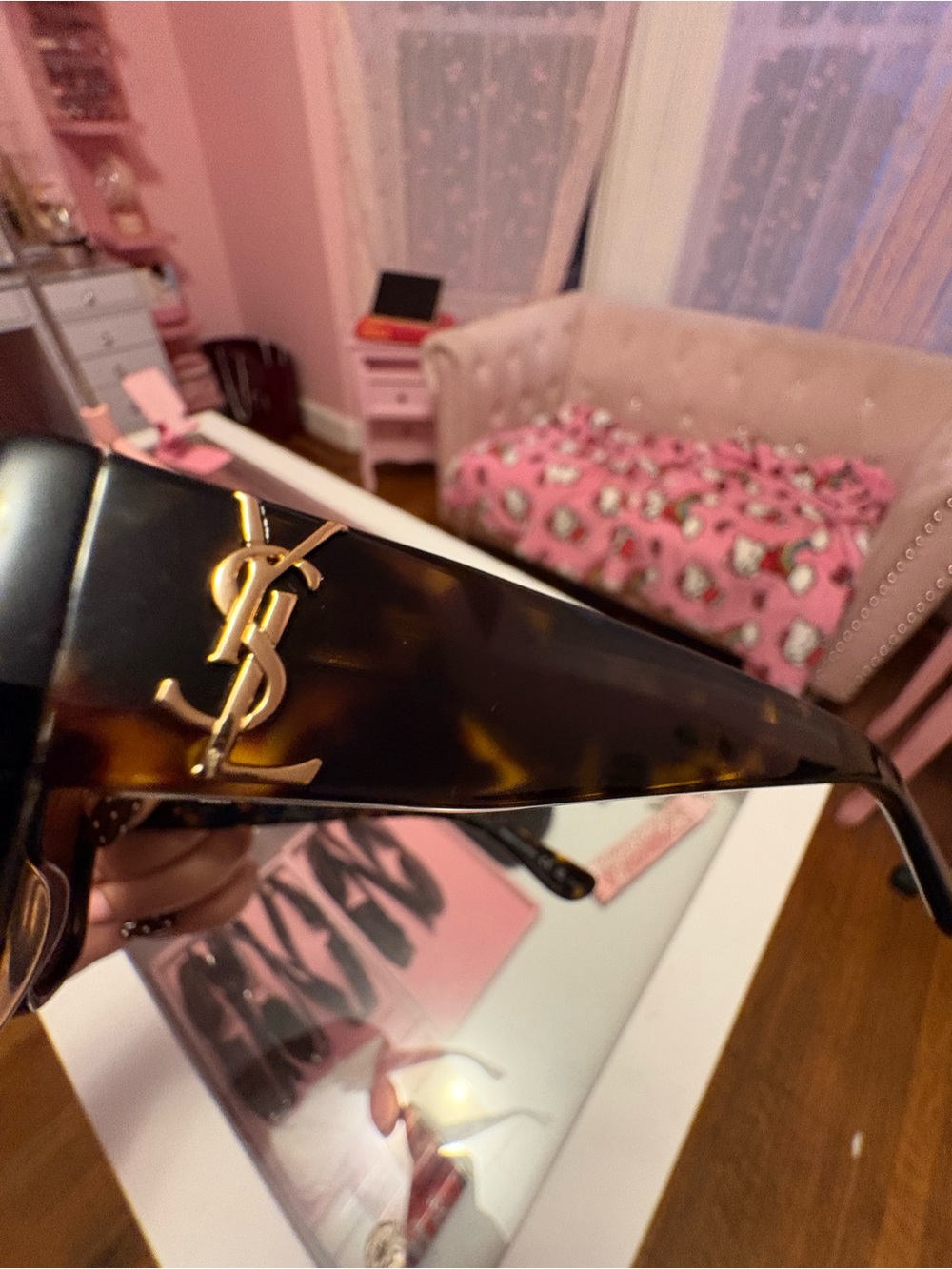 Yves Saint Laurent Tortoiseshell Sunglasses with Gold YSL Accent